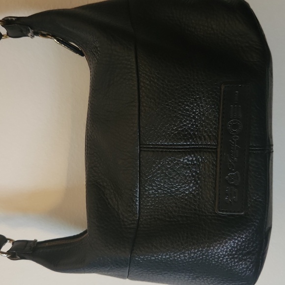 VINTAGE FOSSIL BLACK PEBBLED LEATHER SHOULDER BAG WITH FRONT POCKET - Picture 9 of 13